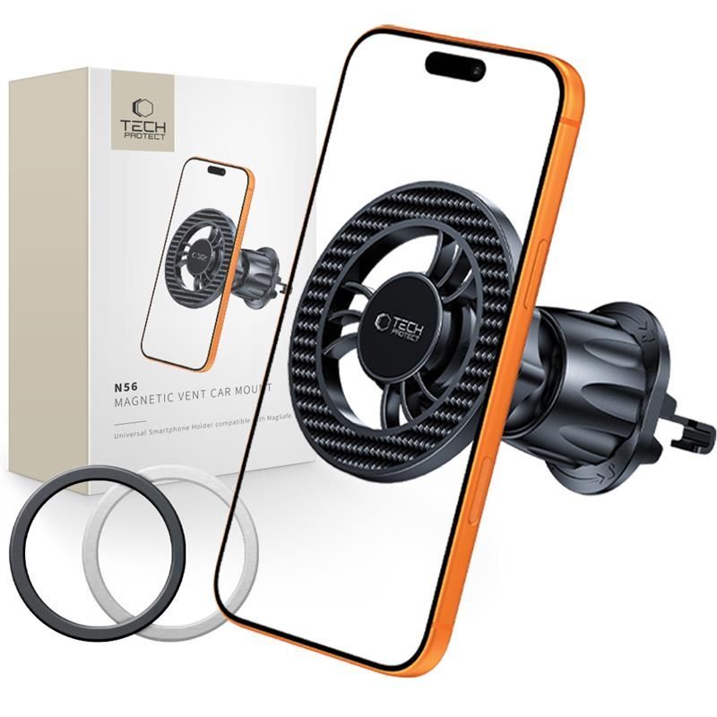 Tech-Protect N56 Carbon Vent Magnetic Car Holder, Universal, Black