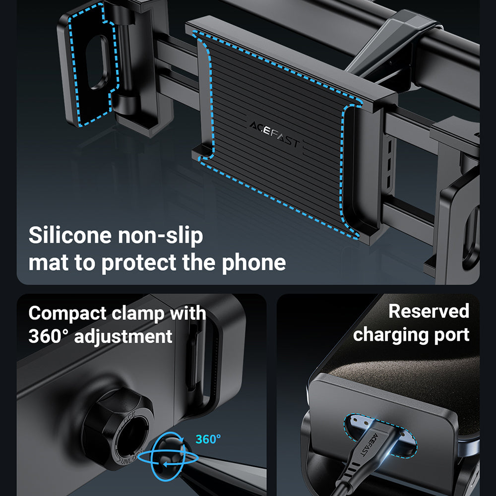 Acefast D8 Car Headrest Mount, 4.7inch - 12.9inch, Black