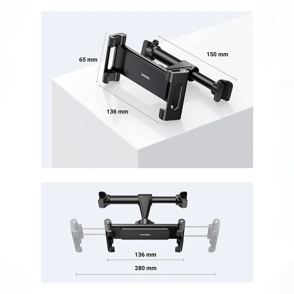 UGREEN LP160 Headrest Car Holder (60108), 4.7inch - 12.9inch, Black