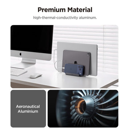 Spigen LD208S4 Two Vertical Stand for Laptop with thickness 14mm - 27mm, Grey