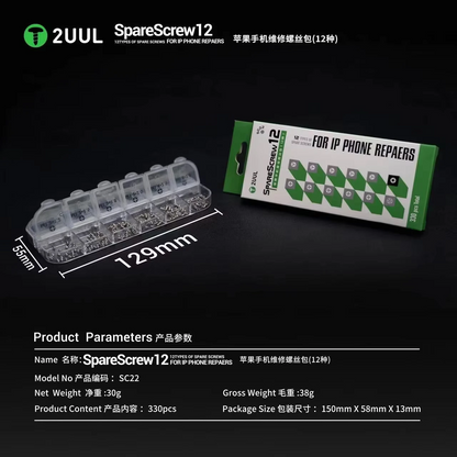 2UUL SC22 Screws for Apple iPhone Series, 330in1