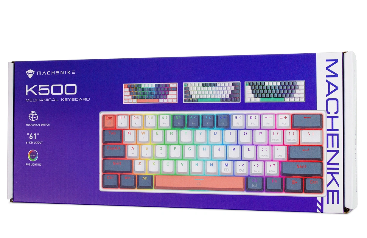 Wired USB Gaming Keyboard Machenike K500-B61 Mechanical, RGB, Blue White