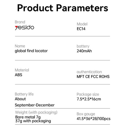 Yesido SmartTag EC14 for iOS Series, White